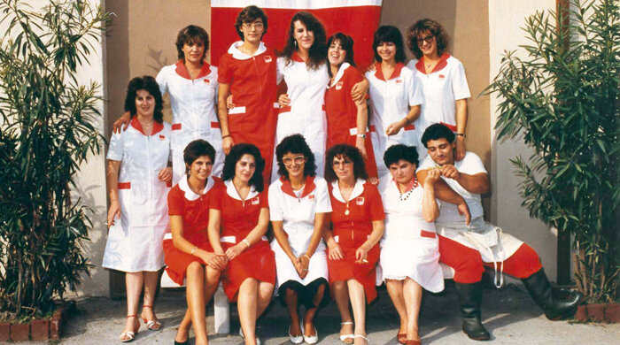 Expansion of Dussmann into Italien Team photo of the Italian employees from 1969