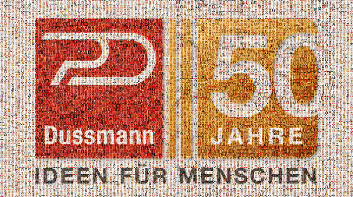 50th anniversary of the Dussmann Group Collage with anniversary logo